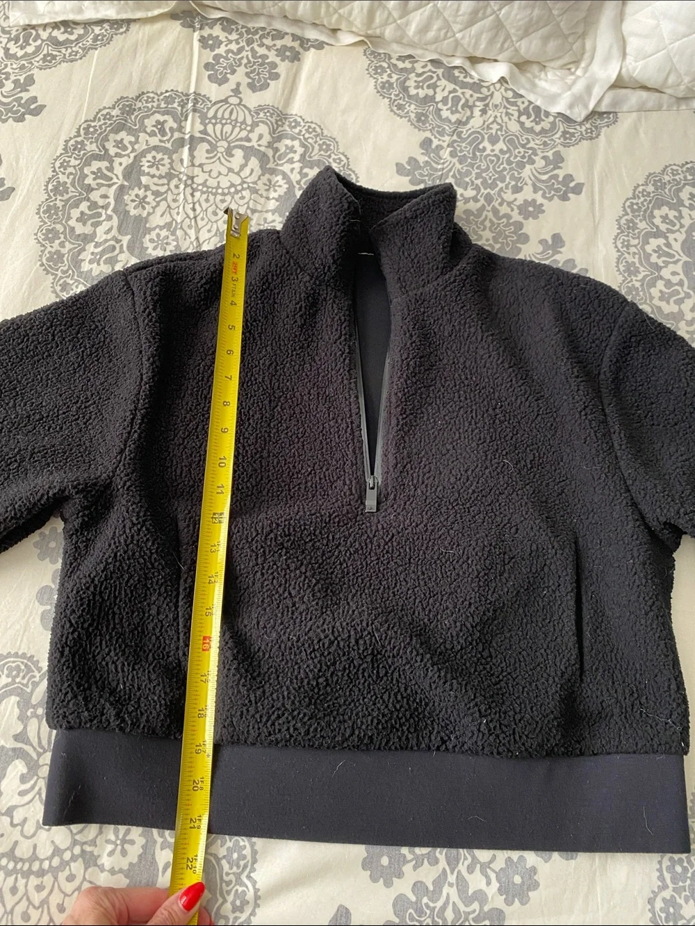 ALO Yoga Black Sherpa Quarter-Zip Pullover Jacket